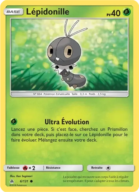 Carte Pokémon Lépidonille 006/131, extension Lumière Interdite