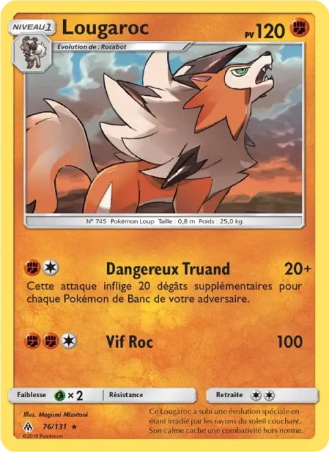 Carte Pokémon Lougaroc 076/131, extension Lumière Interdite