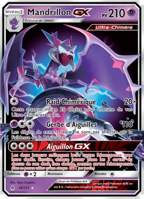 Carte Pokémon Mandrillon GX 056/131, extension Lumière Interdite