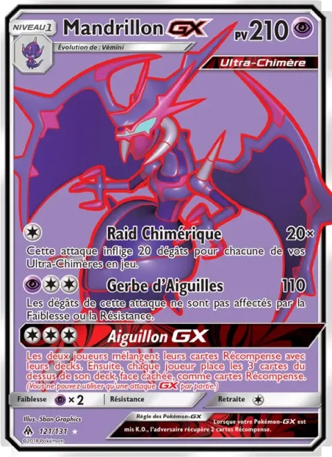 Carte Pokémon Mandrillon GX 121/131, extension Lumière Interdite