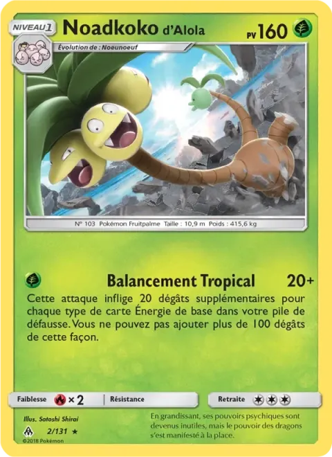 Carte Pokémon Noadkoko d’Alola 002/131, extension Lumière Interdite