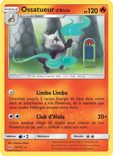 Carte Pokémon Ossatueur d’Alola 012/131, extension Lumière Interdite