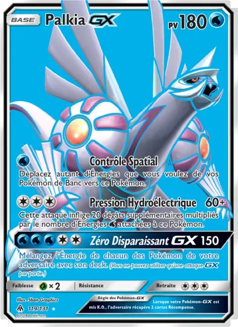 Carte Pokémon Palkia GX 119/131, extension Lumière Interdite