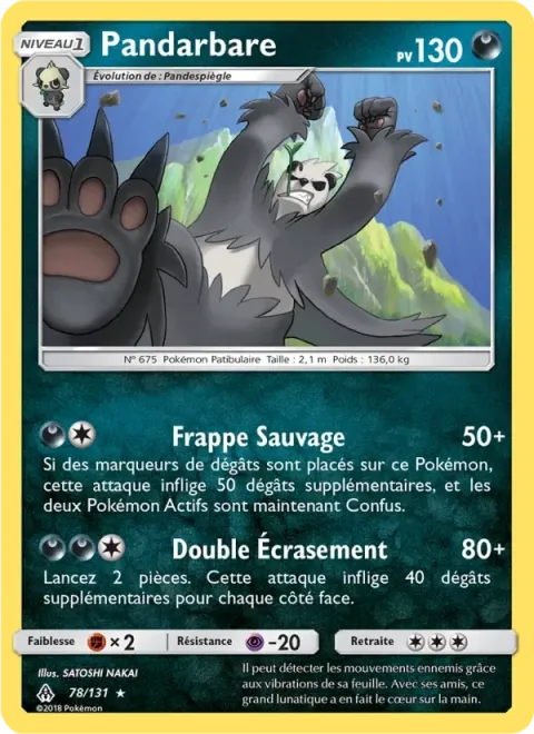 Carte Pokémon Pandarbare 078/131, extension Lumière Interdite