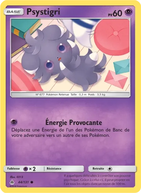Carte Pokémon Psystigri 044/131, extension Lumière Interdite