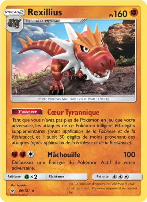 Carte Pokémon Rexillius 069/131, extension Lumière Interdite