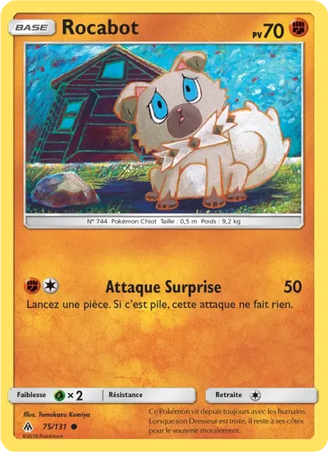 Carte Pokémon Rocabot 075/131, extension Lumière Interdite