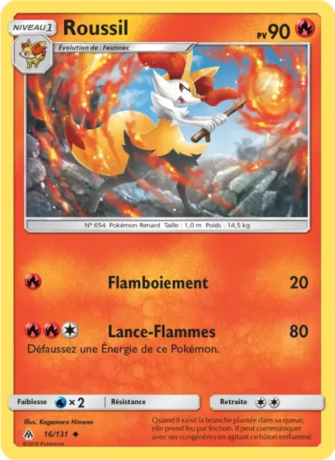 Carte Pokémon Roussil 016/131, extension Lumière Interdite