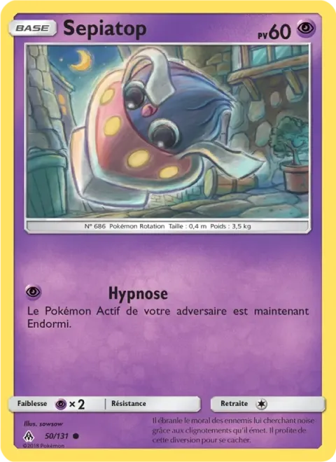 Carte Pokémon Sepiatop 050/131, extension Lumière Interdite