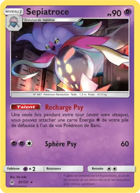 Carte Pokémon Sepiatroce 051/131, extension Lumière Interdite