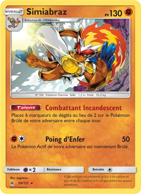 Carte Pokémon Simiabraz 059/131, extension Lumière Interdite