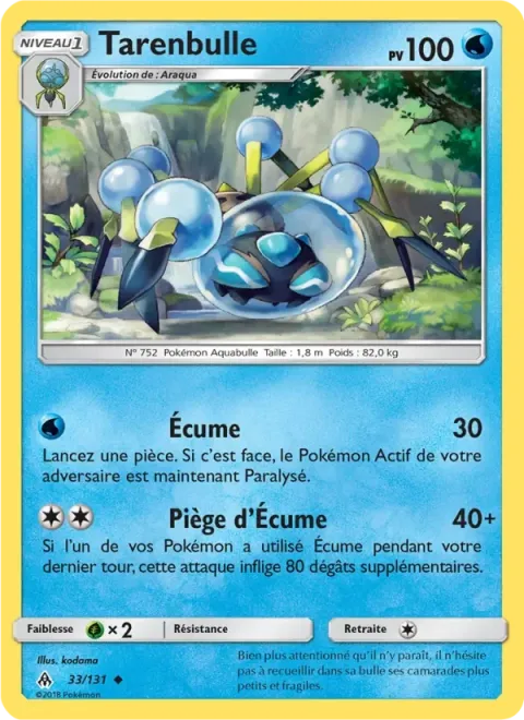 Carte Pokémon Tarenbulle 033/131, extension Lumière Interdite