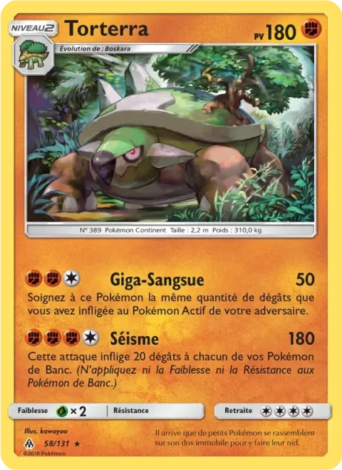 Carte Pokémon Torterra 058/131, extension Lumière Interdite