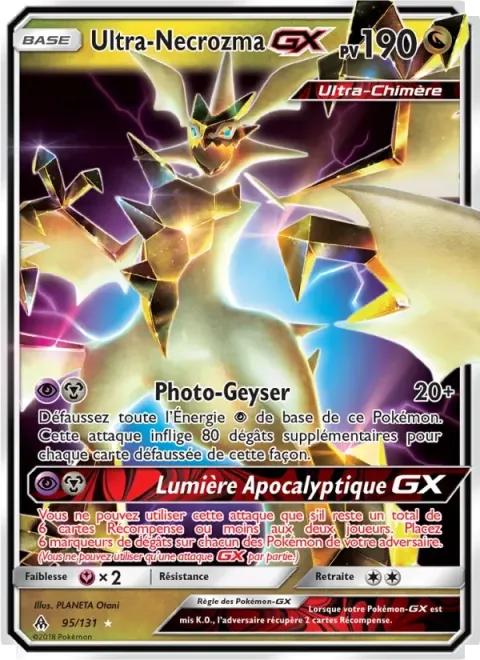 Carte Pokémon Ultra-Necrozma GX 095/131, extension Lumière Interdite
