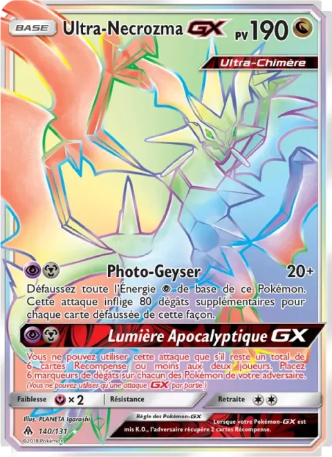 Carte Pokémon Ultra-Necrozma GX 140/131, extension Lumière Interdite