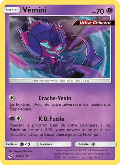 Carte Pokémon Vémini 055/131, extension Lumière Interdite