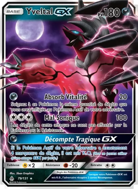 Carte Pokémon Yveltal GX 079/131, extension Lumière Interdite