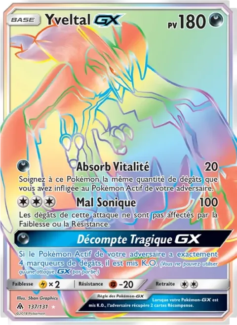 Carte Pokémon Yveltal GX 137/131, extension Lumière Interdite