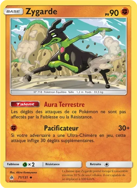 Carte Pokémon Zygarde 071/131, extension Lumière Interdite