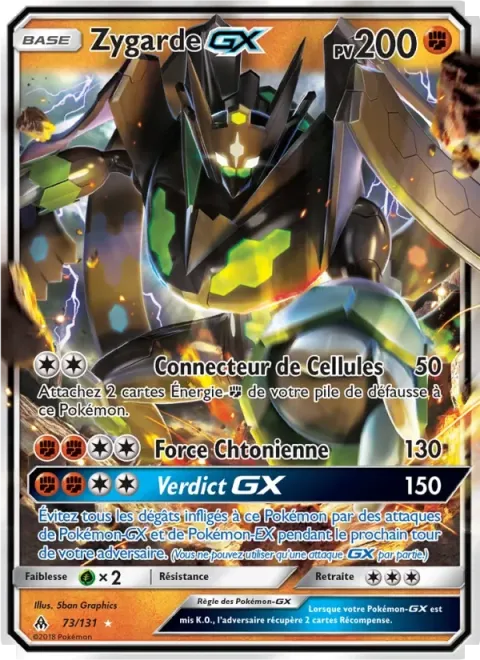 Carte Pokémon Zygarde GX 073/131, extension Lumière Interdite