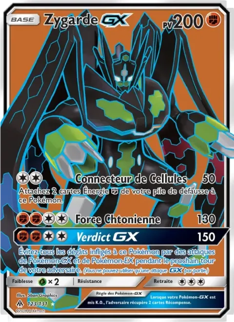 Carte Pokémon Zygarde GX 123/131, extension Lumière Interdite