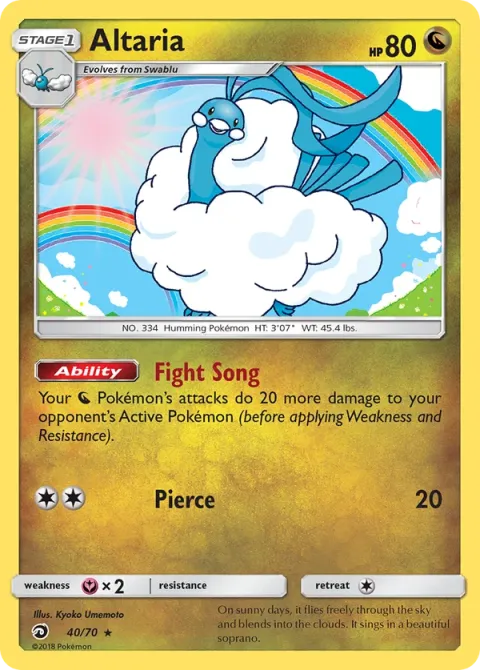 Carte Pokémon Altaria 040/070, extension Majesté Des Dragons