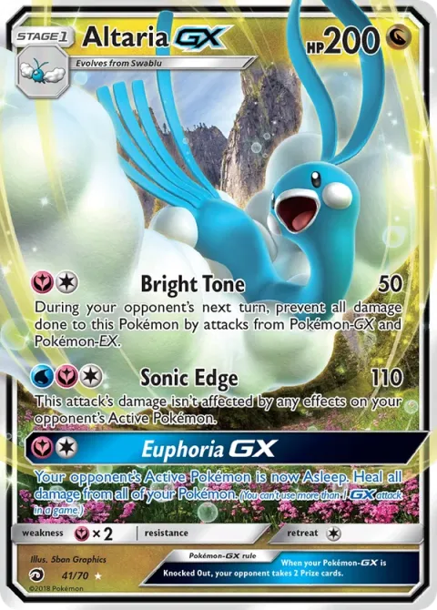 Carte Pokémon Altaria GX 041/070, extension Majesté Des Dragons