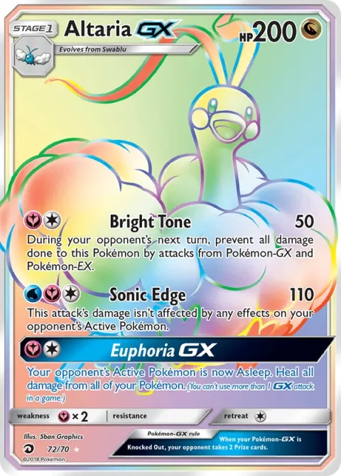 Carte Pokémon Altaria GX 072/070, extension Majesté Des Dragons