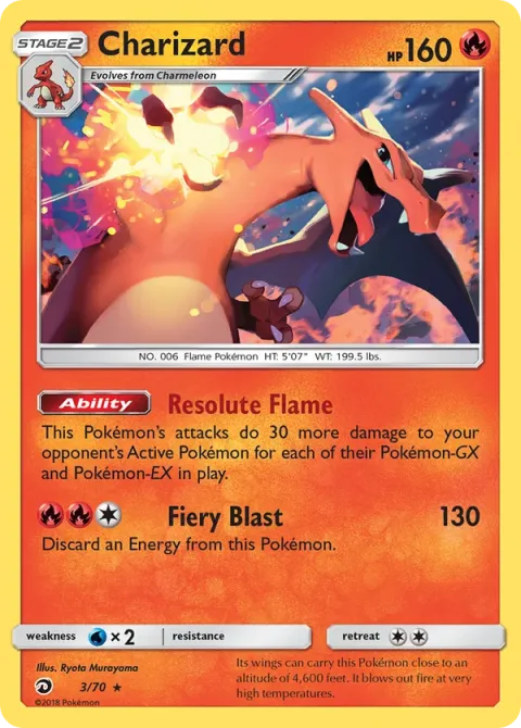Carte Pokémon Dracaufeu 003/070, extension Majesté Des Dragons