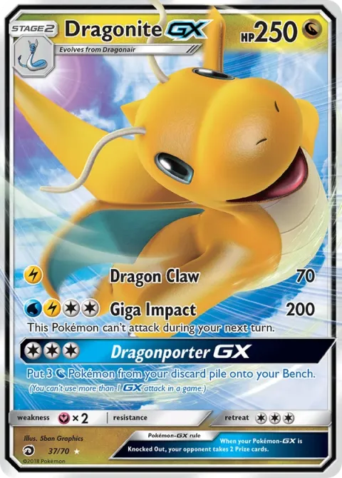 Carte Pokémon Dracolosse GX 037/070, extension Majesté Des Dragons