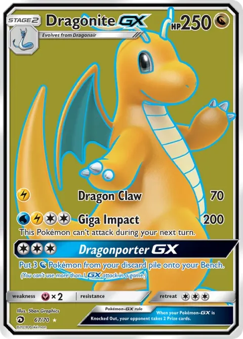 Carte Pokémon Dracolosse GX 067/070, extension Majesté Des Dragons