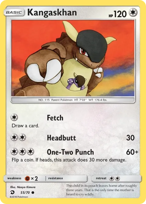 Carte Pokémon Kangourex 055/070, extension Majesté Des Dragons