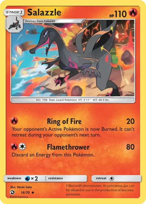 Carte Pokémon Malamandre 014/070, extension Majesté Des Dragons