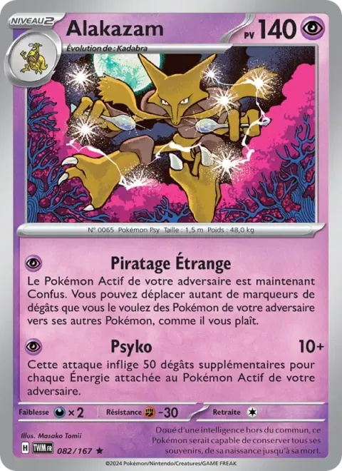 Carte Pokémon Alakazam 082/167, extension Mascarade Crépusculaire