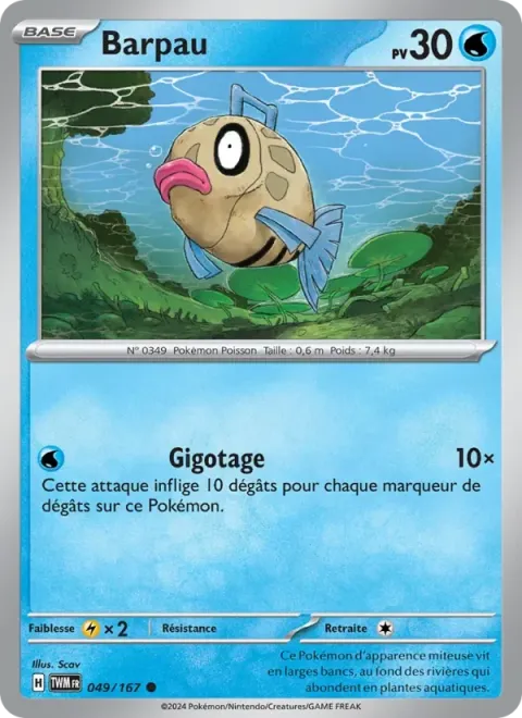 Carte Pokémon Barpau 049/167, extension Mascarade Crépusculaire