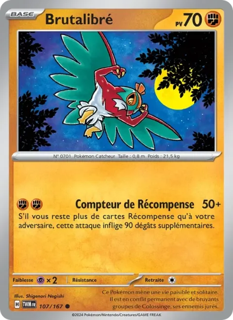 Carte Pokémon Brutalibré 107/167, extension Mascarade Crépusculaire