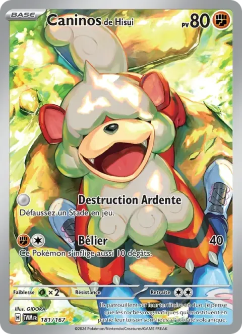 Carte Pokémon Caninos de Hisui 181/167, extension Mascarade Crépusculaire