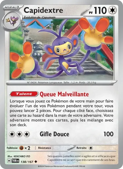 Carte Pokémon Capidextre 138/167, extension Mascarade Crépusculaire