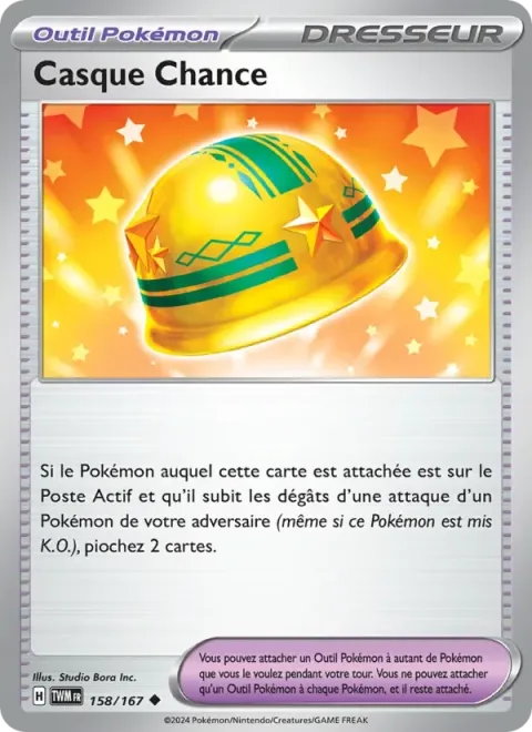 Carte Pokémon Casque Chance 158/167, extension Mascarade Crépusculaire