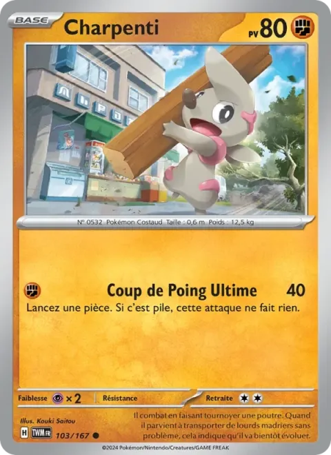 Carte Pokémon Charpenti 103/167, extension Mascarade Crépusculaire
