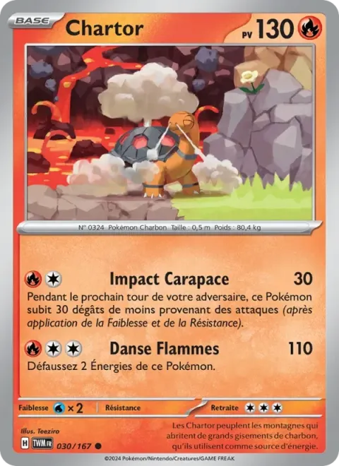 Carte Pokémon Chartor 030/167, extension Mascarade Crépusculaire