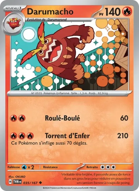 Carte Pokémon Darumacho 035/167, extension Mascarade Crépusculaire