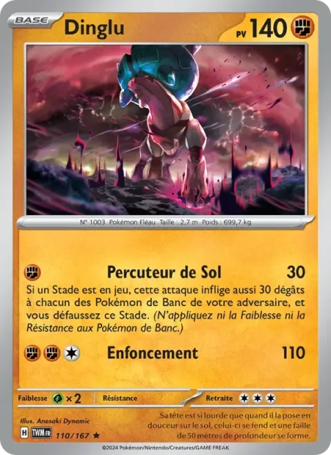 Carte Pokémon Dinglu 110/167, extension Mascarade Crépusculaire