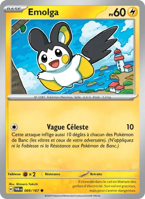 Carte Pokémon Emolga 069/167, extension Mascarade Crépusculaire