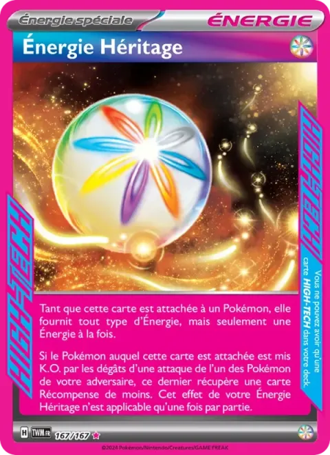 Carte Pokémon Énergie Héritage 167/167, extension Mascarade Crépusculaire