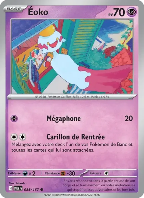 Carte Pokémon Éoko 085/167, extension Mascarade Crépusculaire