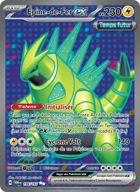 Carte Pokémon Épine-de-Fer-ex 196/167, extension Mascarade Crépusculaire