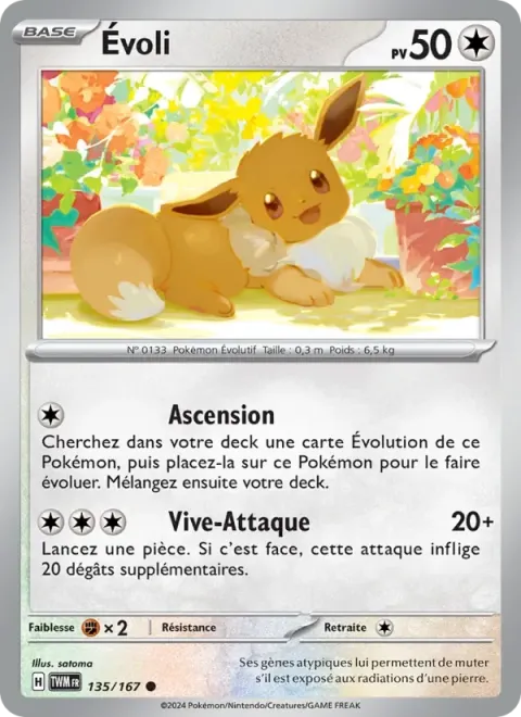 Carte Pokémon Évoli 135/167, extension Mascarade Crépusculaire