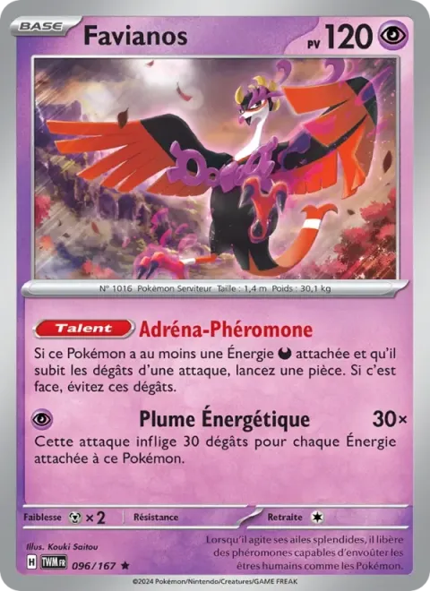 Carte Pokémon Favianos 096/167, extension Mascarade Crépusculaire