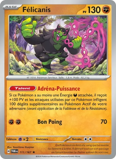 Carte Pokémon Félicanis 111/167, extension Mascarade Crépusculaire
